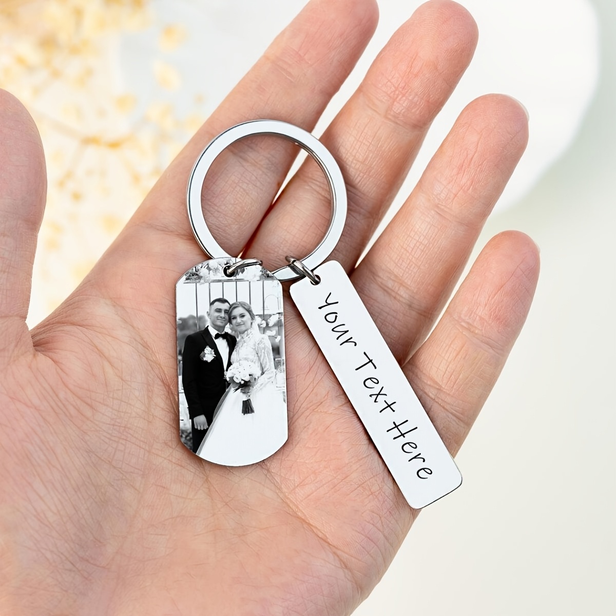 TEMU A Personalized Custom Keychain Featuring A Photo And Text, Perfect As A Valentine's Day Gift, Birthday Present, Or A Unique Gift For . Suitable