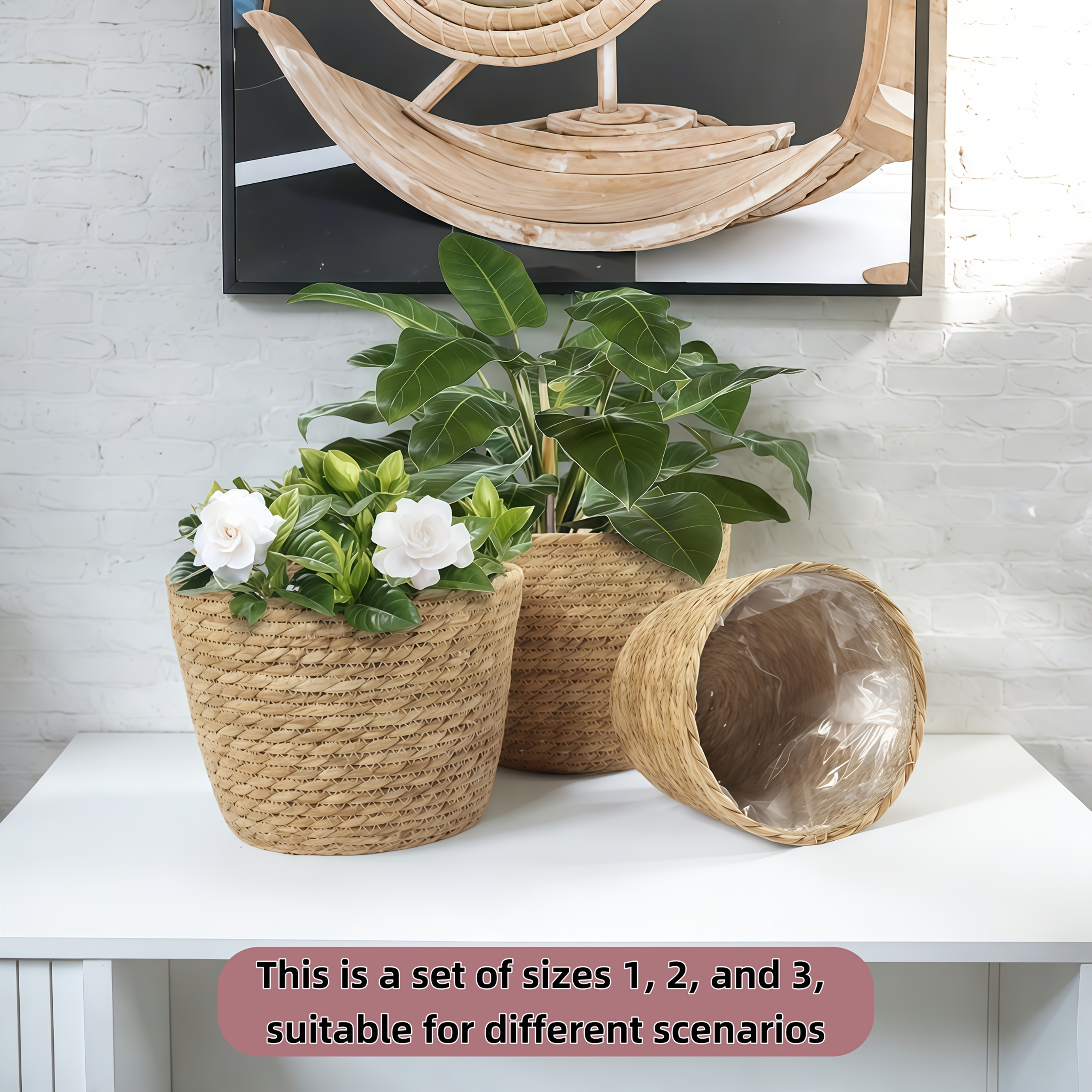 hand woven round planter a plastic liner - Temu Iceland