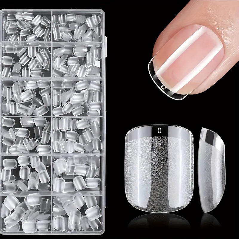 E-shop 600 Stück XXS Kurze Matte Transparente Weiche Gel Nagelspitzen - Einfache Anwendung Falsche Nägel für Schnelle Nagelverlängerung - Ideales