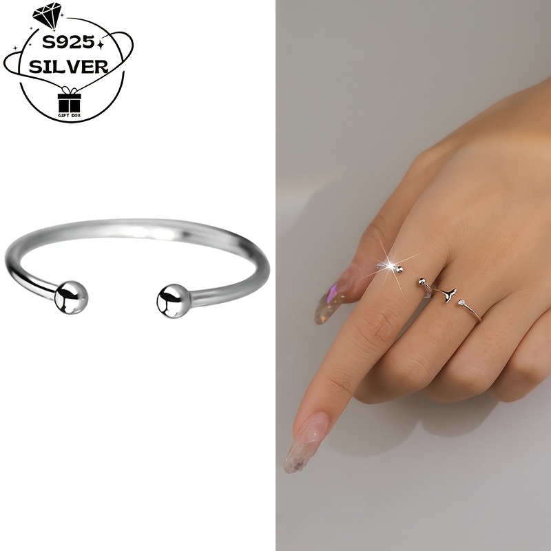 

A 925 Silver Ring For Women With A Simple Round Bead Design, Featuring An Adjustable Open Style. Parties And Gifting, Comes With A Gift Box.