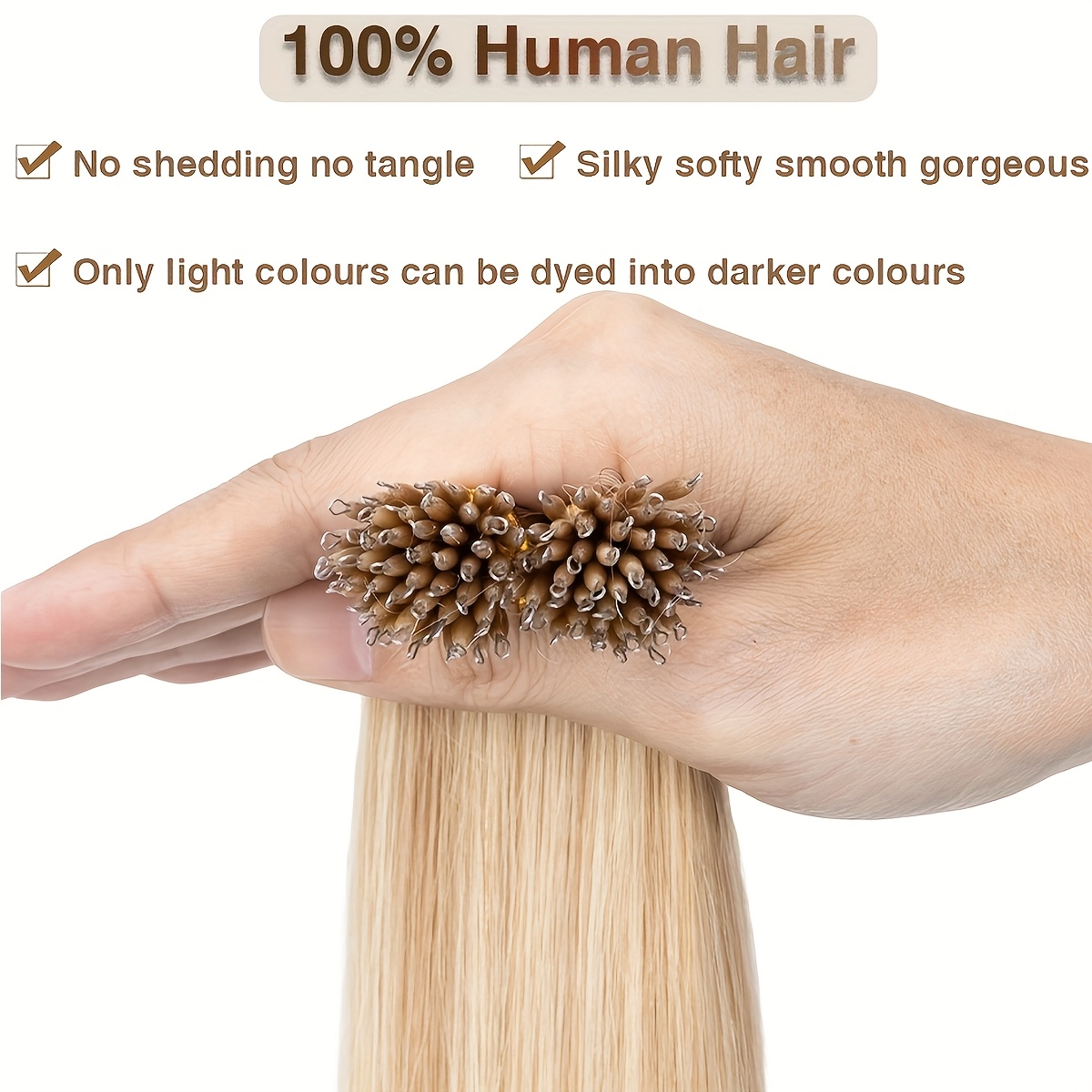 0 7g strand nano rings human hair extensions 50pcs micro links hair nano bead prebonded straight blonde hair details 8
