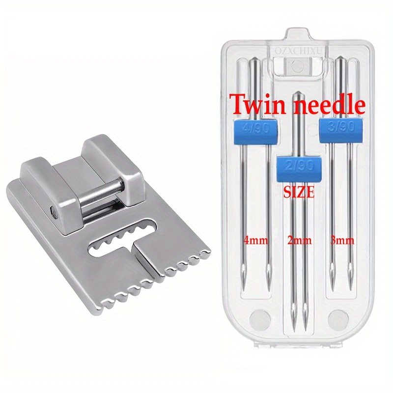 

3-pack Twin Needles With 9-groove Pintuck Presser Foot - Universal Fit For Singer, Machines - Metal & Plastic Craft Supplies For Decorative Topstitching