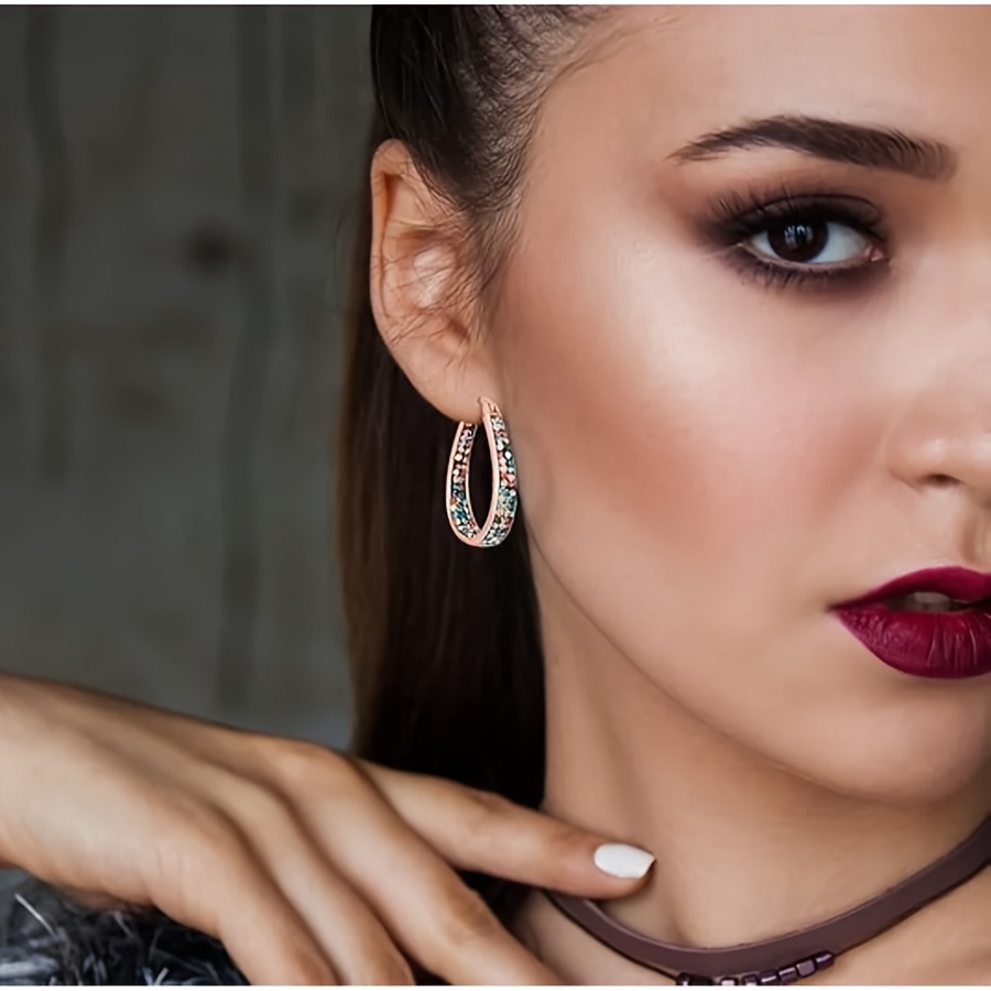 925 silver womens fashion hoop earrings simple and elegant with sparkling suitable for gifting valentines day birthday exquisite gift box Product details 1