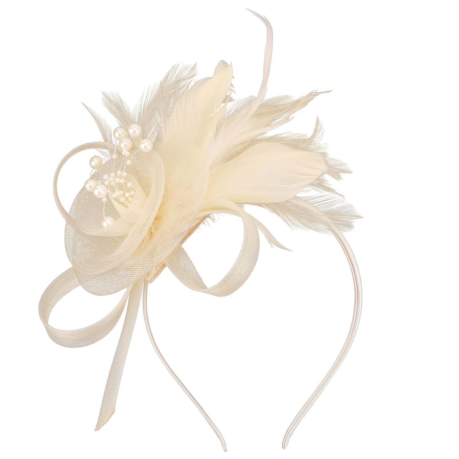 TEMU Chapeaux Fascinators avec Plumes pour Femmes 2026 Chapeaux Derby Chapeau de Fête à Thé avec Serre-tête et Clip