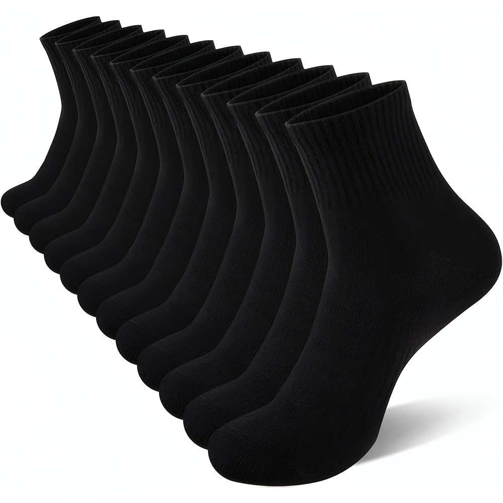 E-shop 12 Paar Herren Mid Crew Socken, einfarbig, Viertelsocken, atmungsaktive, kurze Sportsocken, Alltags-Freizeitkleidung für Herren und Damen,