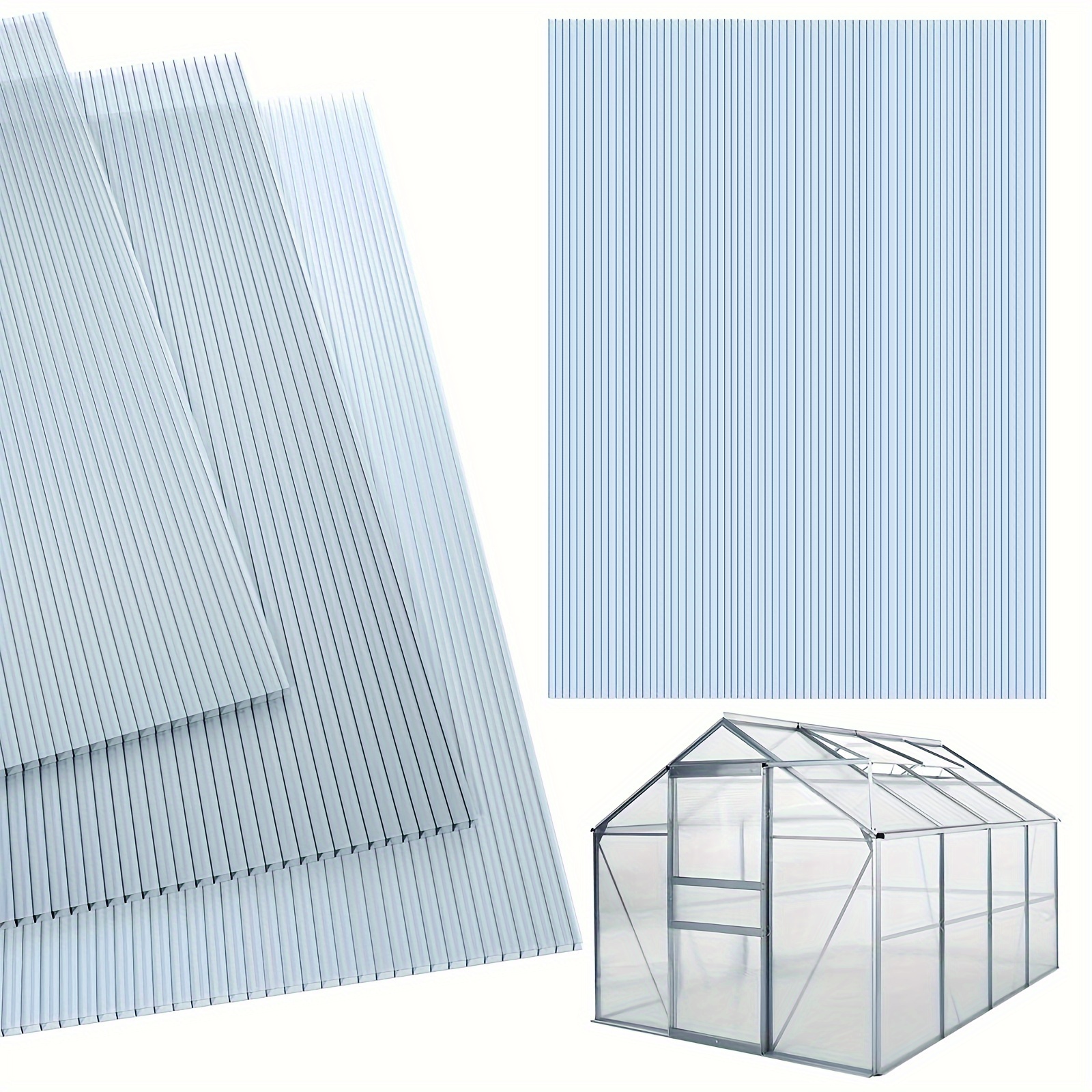 

Polycarbonate Panel, Twin Wall Polycarbonate Panels Waterproof Uv Protected Reinforced Clear Sheets For Greenhouse, Outdoor, Plant Stand Roof