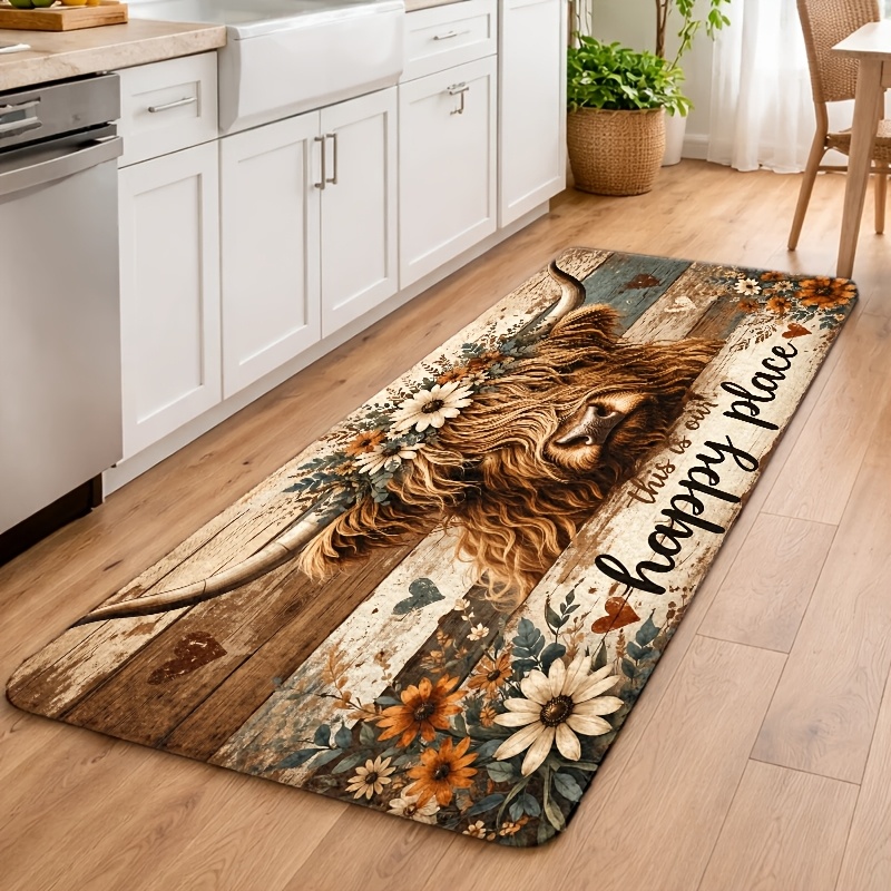 TEMU Doormat, 1pc 2d Flat Printing Flannel Material Door Mat, Outdoor Courtyard Door Mat, Vintage "this Is " Floor Mat, Durable,, Machine Washable