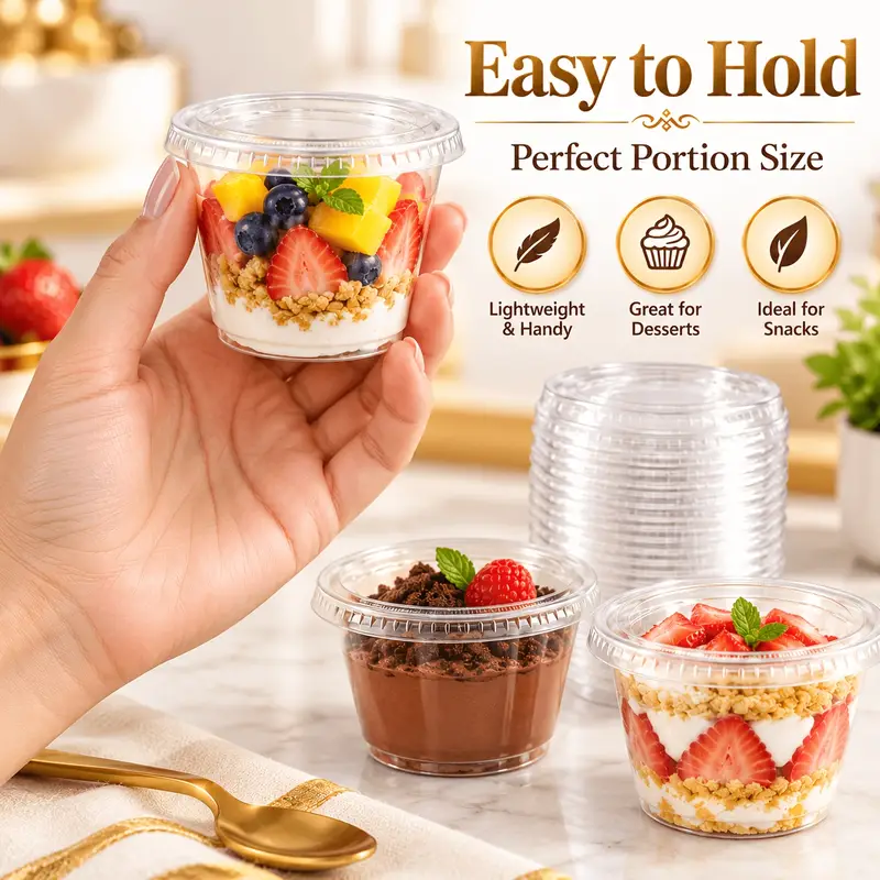 200 durchsichtige dessertbecher kunststoff (100 becher + 100
