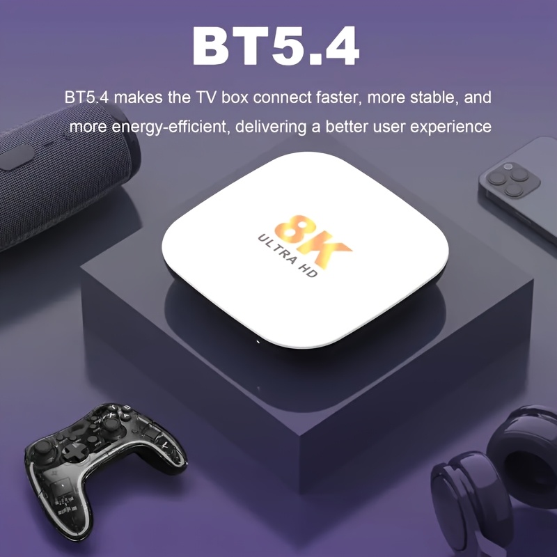 H96 MAX M2 Plus Smart TV Box - Android 14.0, CPU Quad-Core RK3528, Salida 8K Ultra HD, Compatible con 4K@60fps, WiFi6 & BT5.4, con Control Remoto, Puertos USB2.0, Reproductor Multimedia HDR10, Enchufe EU, Entretenimiento en el Hogar