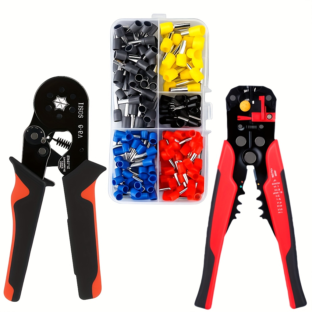 E-shop Aderendhülsenzange-Set mit Abisolierer Kabelschuhen, HSC8 6-6A AWG 23 selbstjustierende Crimpzange + Multifunktions-Automatik-Abisolierzange |