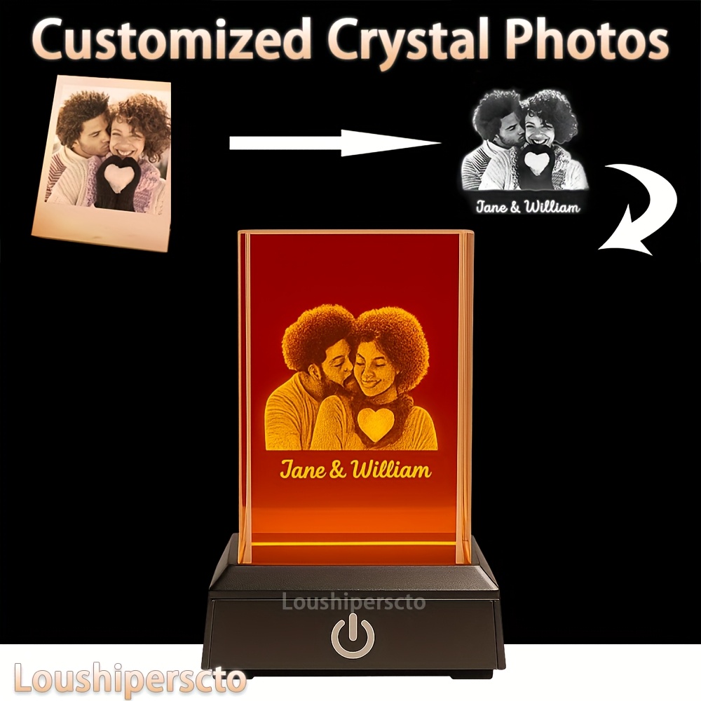 3D LED Custom Crystal Photo Night Light, Unique Gift