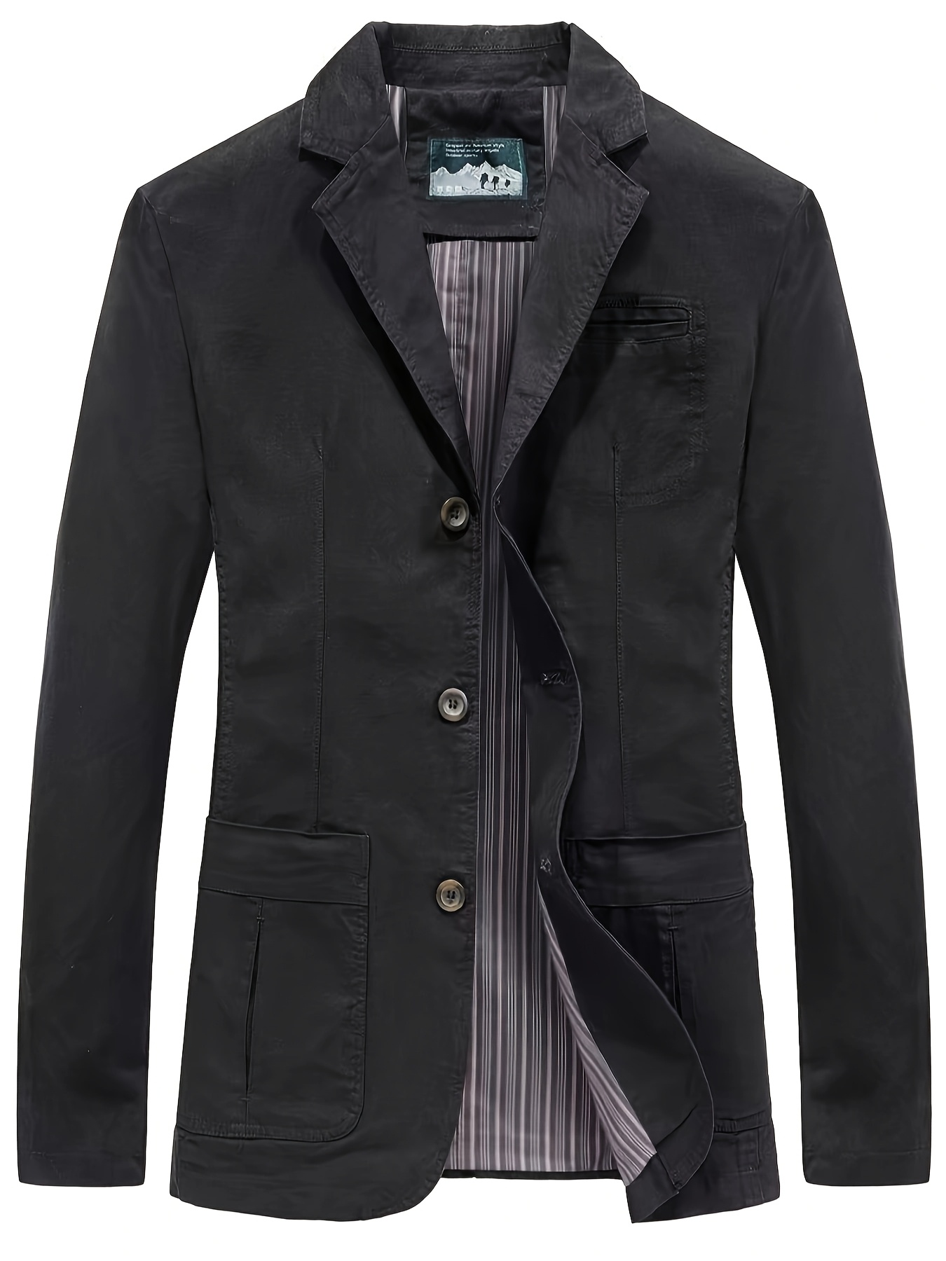 Men's Casual Workwear Blazer - Lightweight Single-Breasted Notch Lapel Coat with Chest Pockets, Breathable Underarm Ventilation & Machine Washable Fabric for Spring/Fall Seasons, Lightweight Outerwear, Natural Colored Fabric, Back to Work Essentials