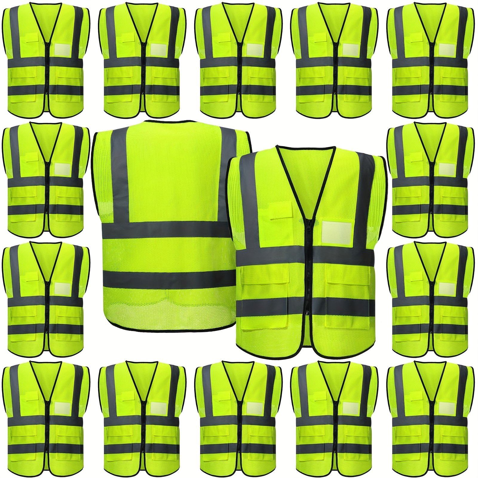 Lot De 6 Gilets De Sécurité Haute Visibilité Jaunes Réfléchissants - Homme Et Femme - Chantier Et Travail