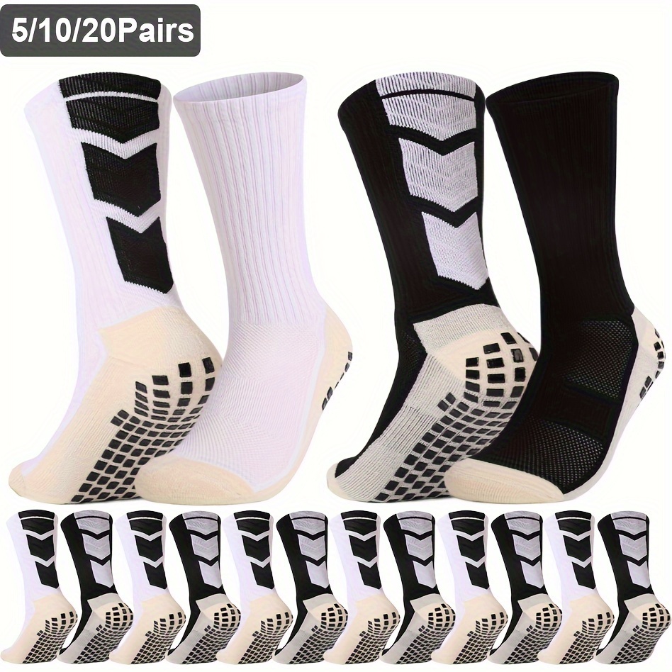 

5/10/20pairs Football Socks Sport For Girls Boys Anti-slip Grip Socks Exercise Athletic Basketball Cycling Running Rugby Socks