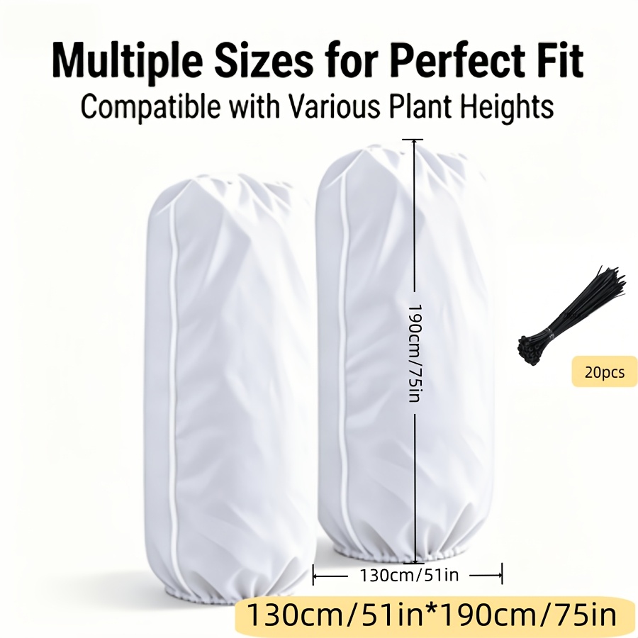 TEMU Lot de 2 housses de contre le gel pour plantes avec 20 attaches, couverture isolante d'extérieur résistante au froid avec cordon de serrage et