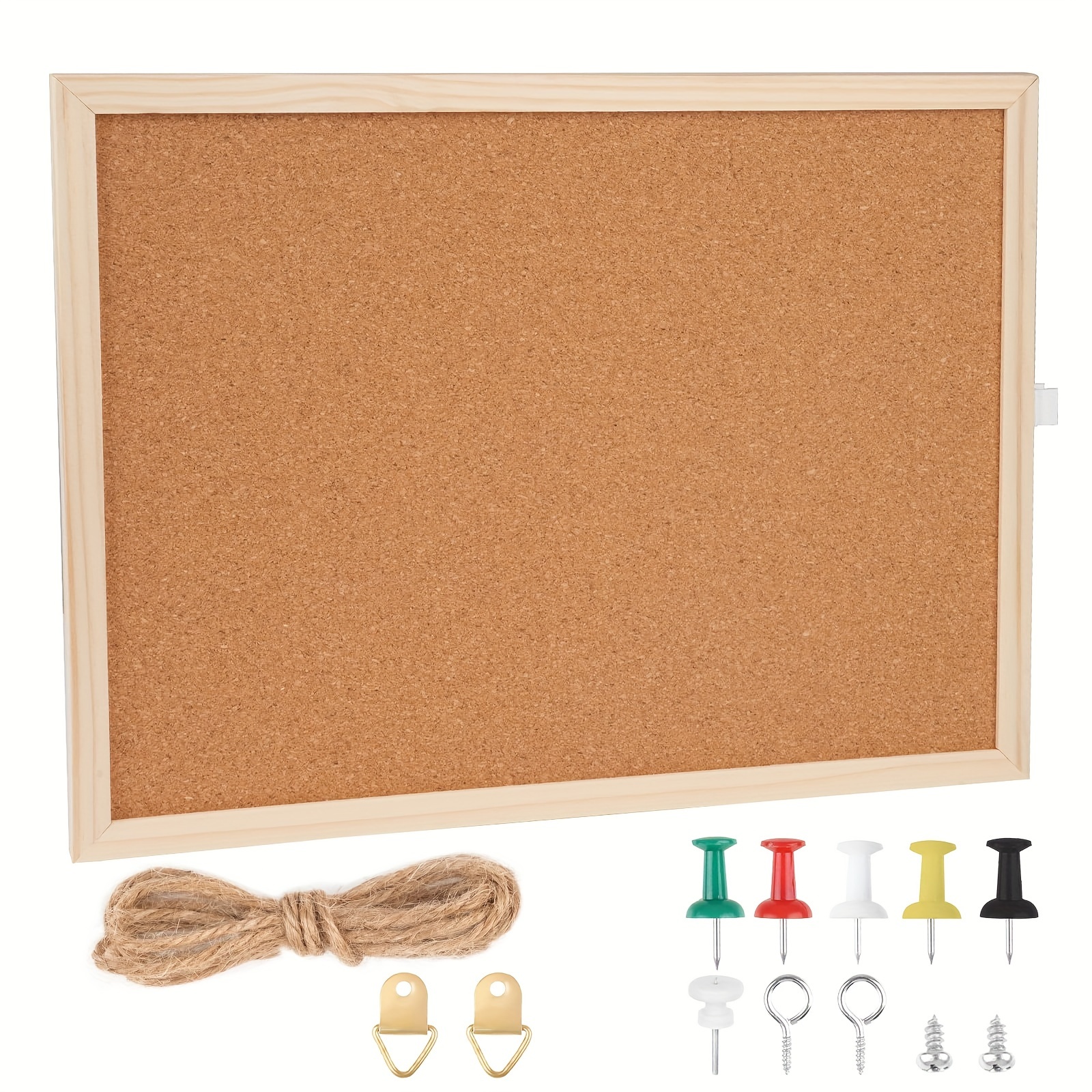 

1set, Cork Pin Board 40x30cm, Pin Board With Wooden Frame, Cork Board Small, Cork Board Mounting Material And Push Pins Included, Pin Board Cork Board For Kitchen (40x30cm)