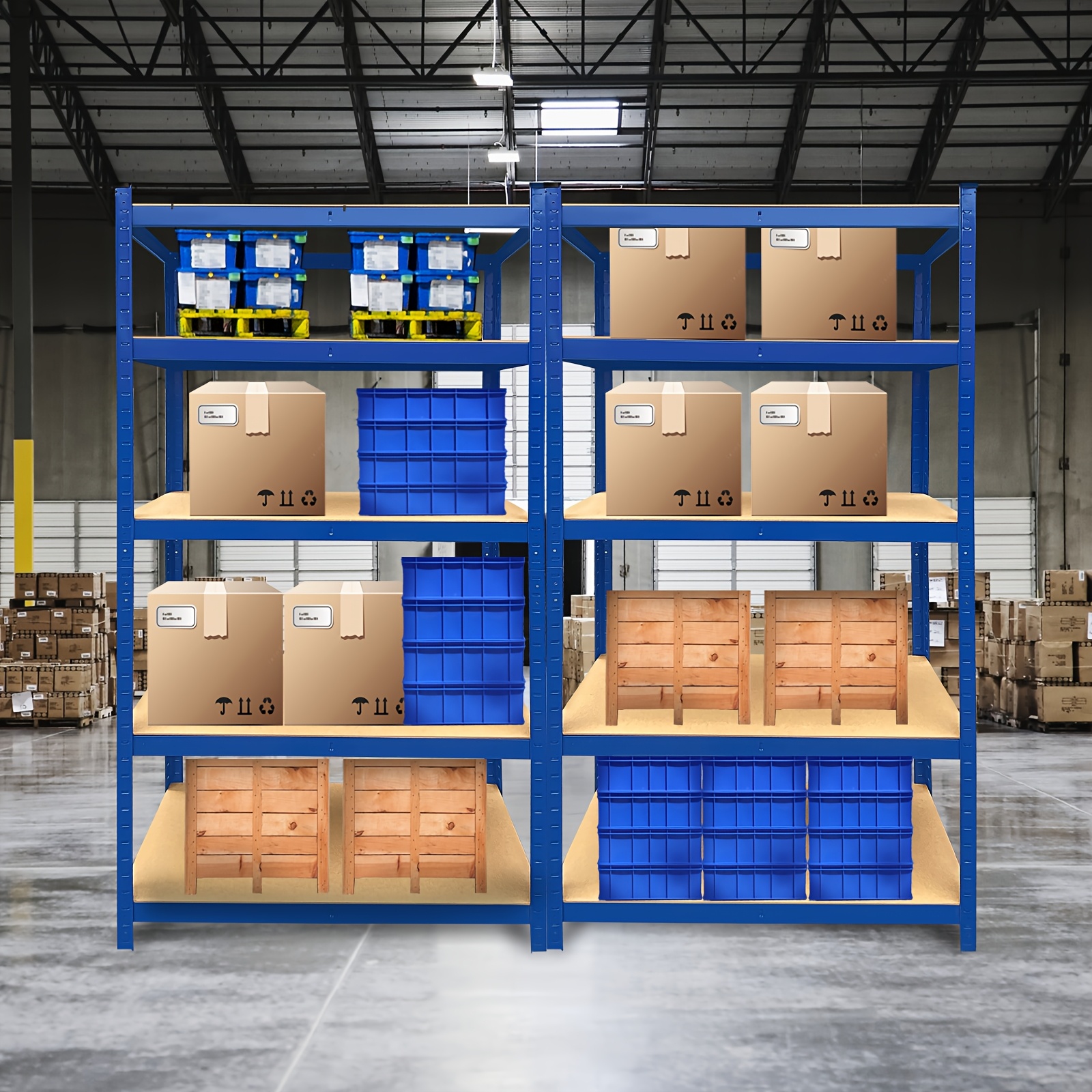 5-Tier Heavy-Duty Racking, Bolt-Free Industrial Storage Rack