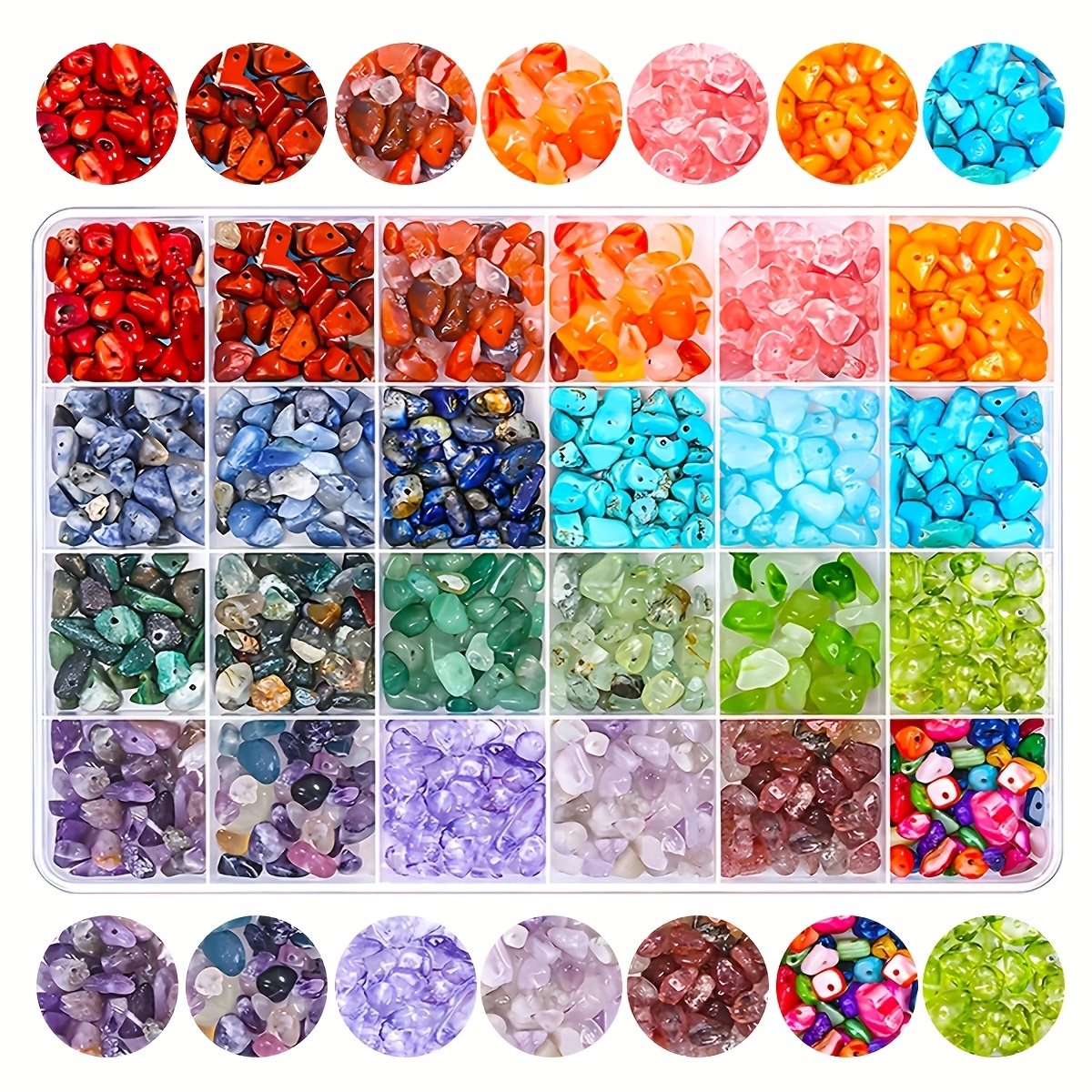 

24 Colors Irregular Stone Beads Loose Rocks Beads Bulk Hole Drilled Making Kit Craft For Ring Bracelet Necklace Earrings Supplies