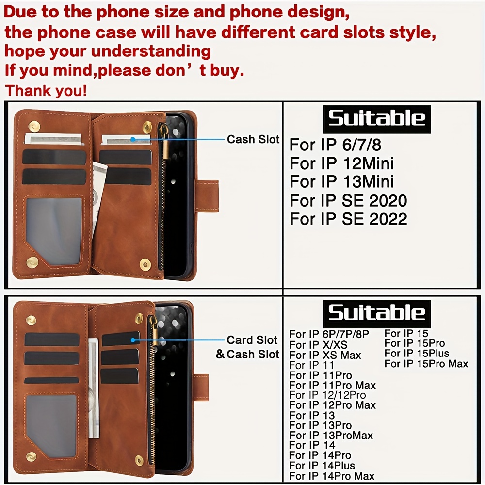 Custodia A Portafoglio Per IPhone 16e, Con Chiusura Lampo, In Pelle - Foto 4