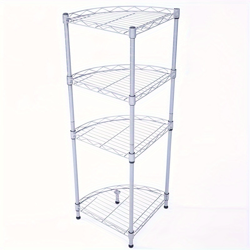 

Fan-shaped Carbon Steel Metal Assembly 4-tier Storage Rack Silver Gray