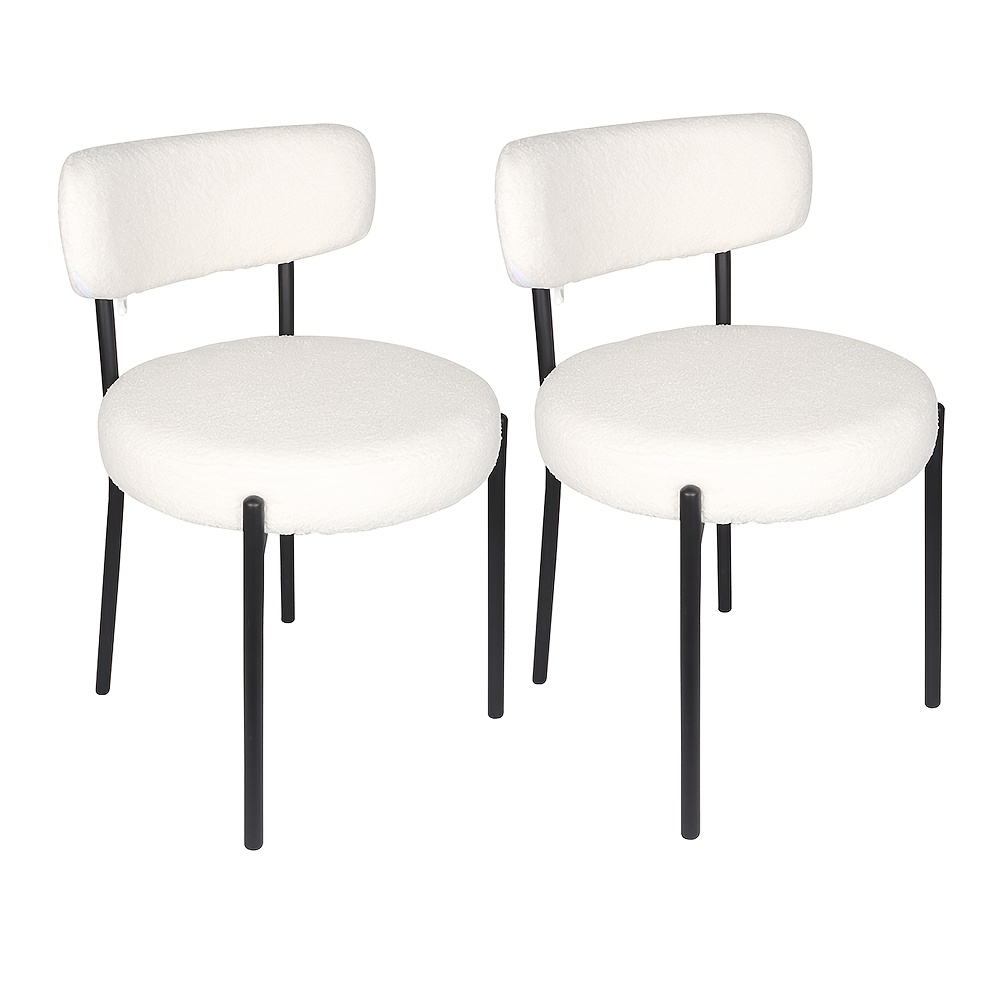 Image of Set Of 2 Dining Chairs, Kitchen Chairs With Backrests, Vanity Stool, Living Room Chairs, Spacious Seating, Suitable For Living Rooms And Kitchens, 38x42x75cm, White