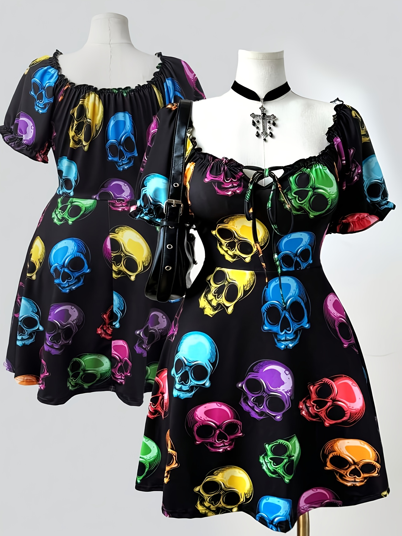 chinese dress ladies Women's Sugar Skull Flannel Hooded Bathrobe  Everything Skull Clothing  Merchandise and Accessories