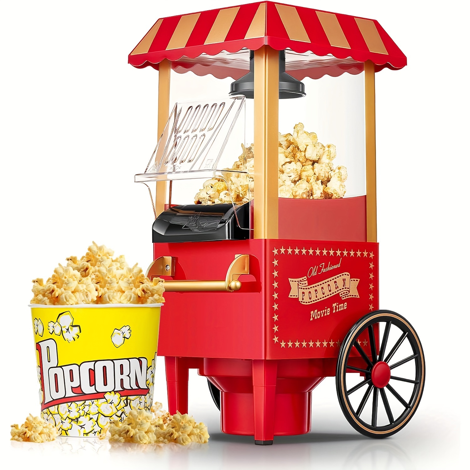 

Popcorn Maker 1400w, Home Hot Air Popcorn Machine, Healthy & Fat-free, Easy To Clean & Use, Best Theater Popcorn Popper For Movie Night, Parties, Kids Birthday Party Favorites, Red