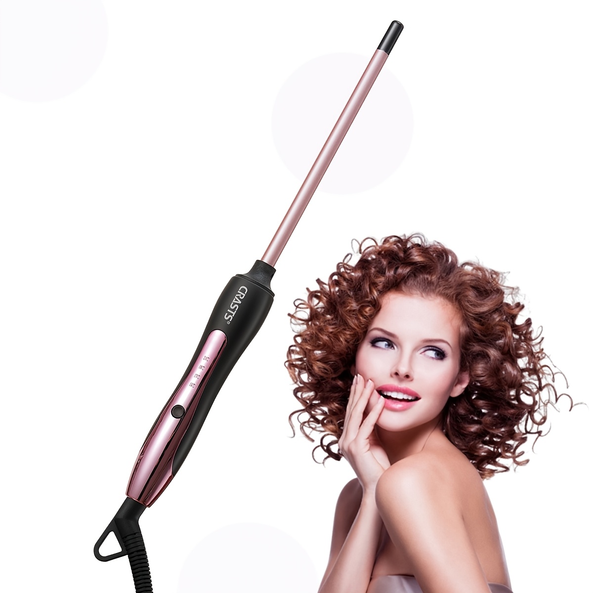 

Crasts 9mm Wool Curling Iron - Hair, Volumizing Wand With Pink Accents,, 110v Plug-in, No Accessories Needed, Small & Bangs, Hair Curler