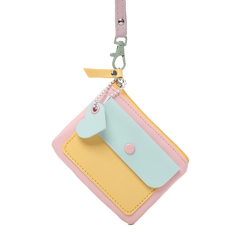 Image of Fresh, Cute, And -colored Color- Clutch Wallet, Coin Purse, Cardholder, Multifunctional, Compact, Lightweight, Portable, Key Pouch, Coin Pouch, Bag, Storage Pouch, Pocket-sized Small Bag