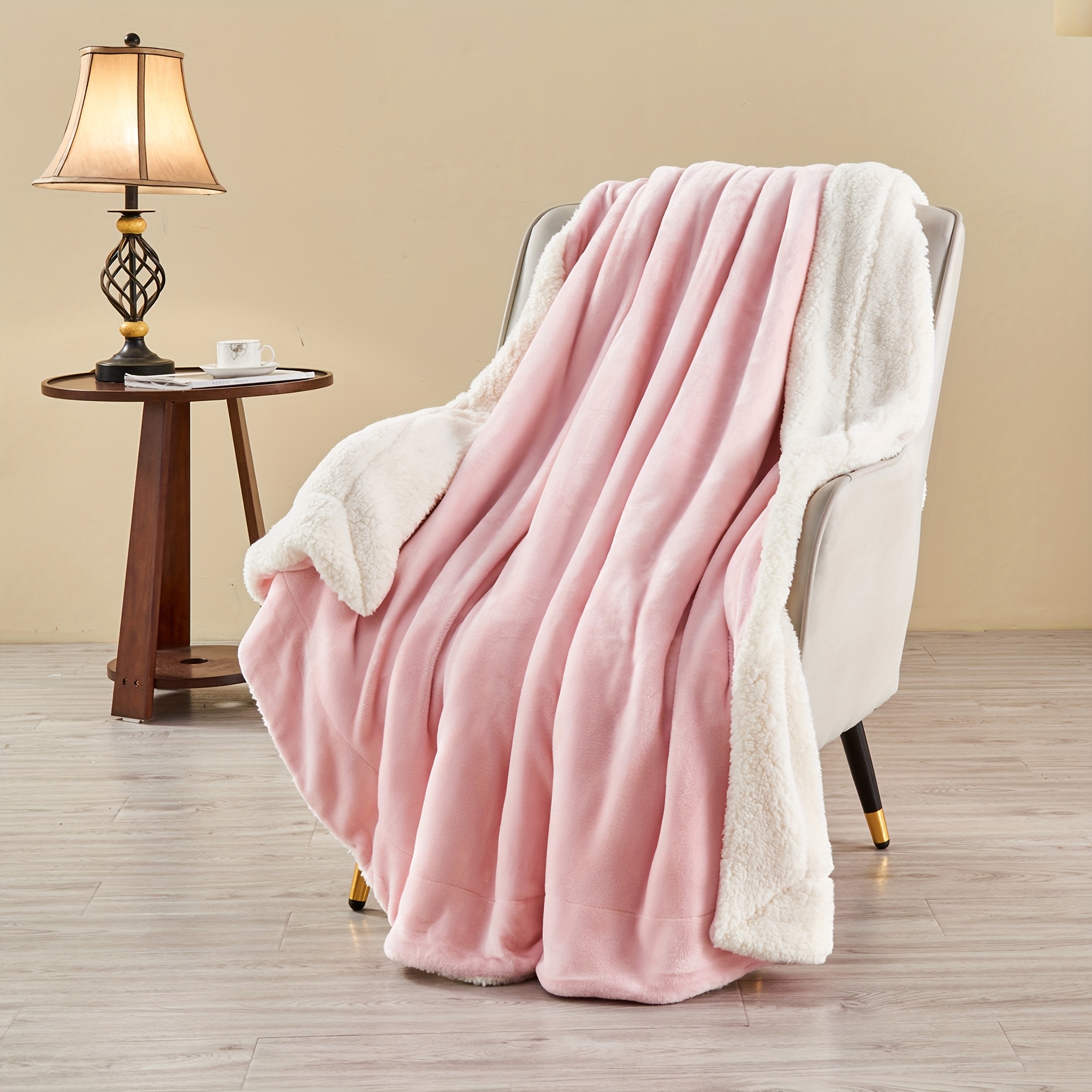 TEMU Luxury Teddy Fleece Blanket - Super Soft Fleece Plush Reversible, Thick And Warm Blanket For Winter Bed, Sofa, Travel, Couch Throw Blankets,