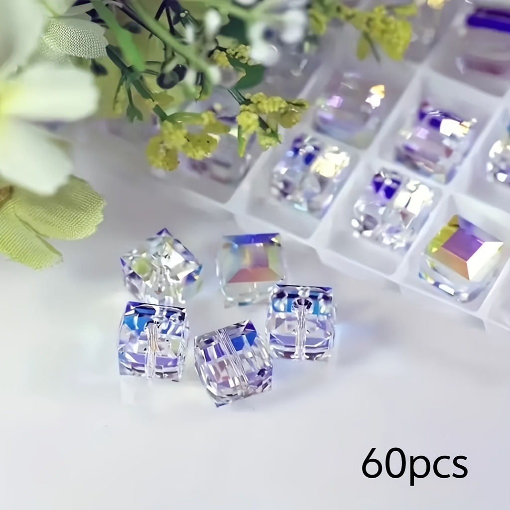 Image of 60pcs 6mm Glass Charms - & White Transparent Beads For Making, Elegant Necklace And Bracelet Craft Supplies