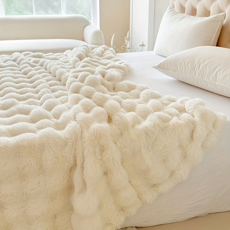 1 stück luxus plüsch kunstkaninchen decke - ultraweiche, dicke, warme bettdecke, sofa & reise   - maschinenwaschbare, gemütliche bettwäsche geschenk