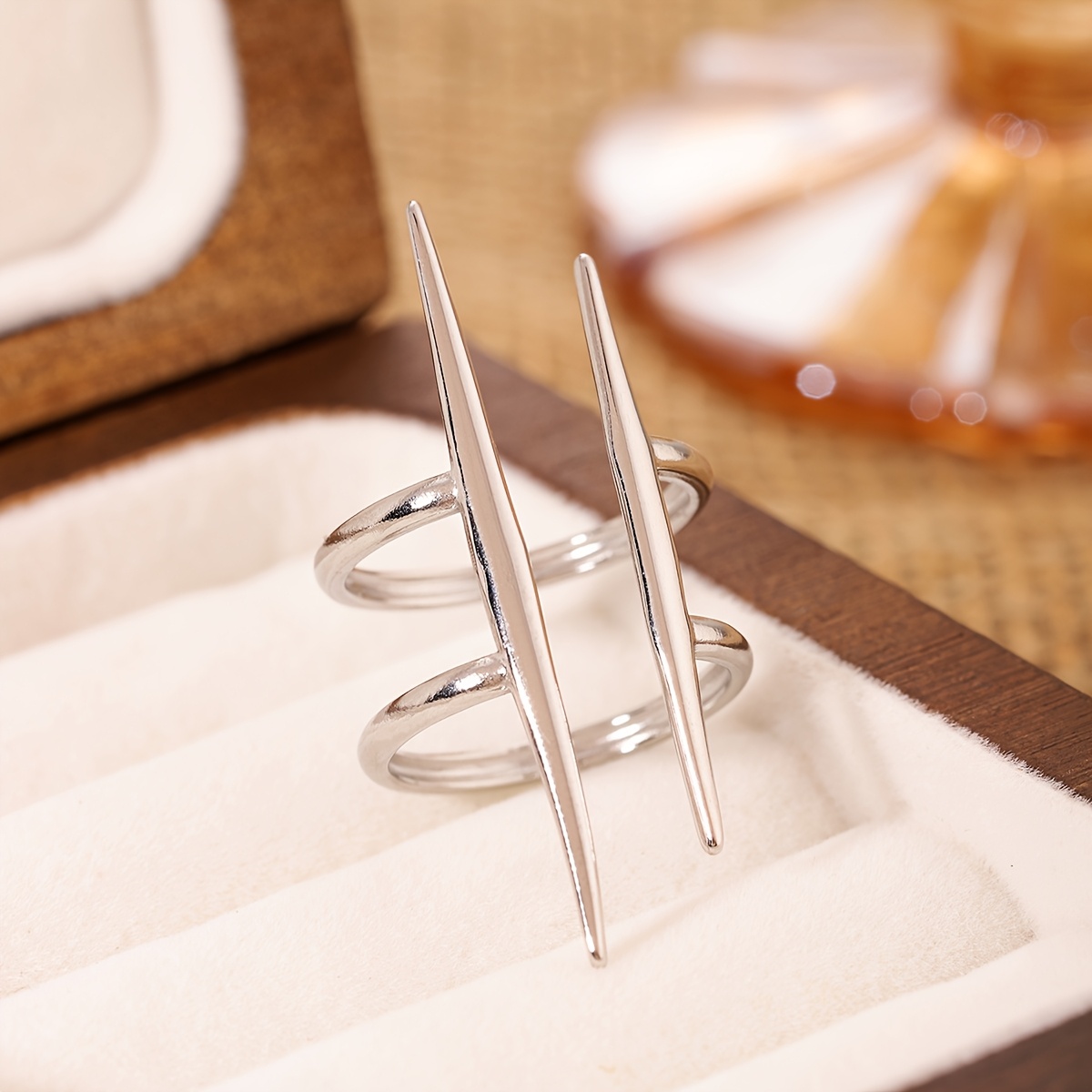 Image of Geometric Line Stainless Steel , 3d Crossover Design, Fashionable Daily Accessory For Trendsetters, Edgy And -garde Finger Ring.