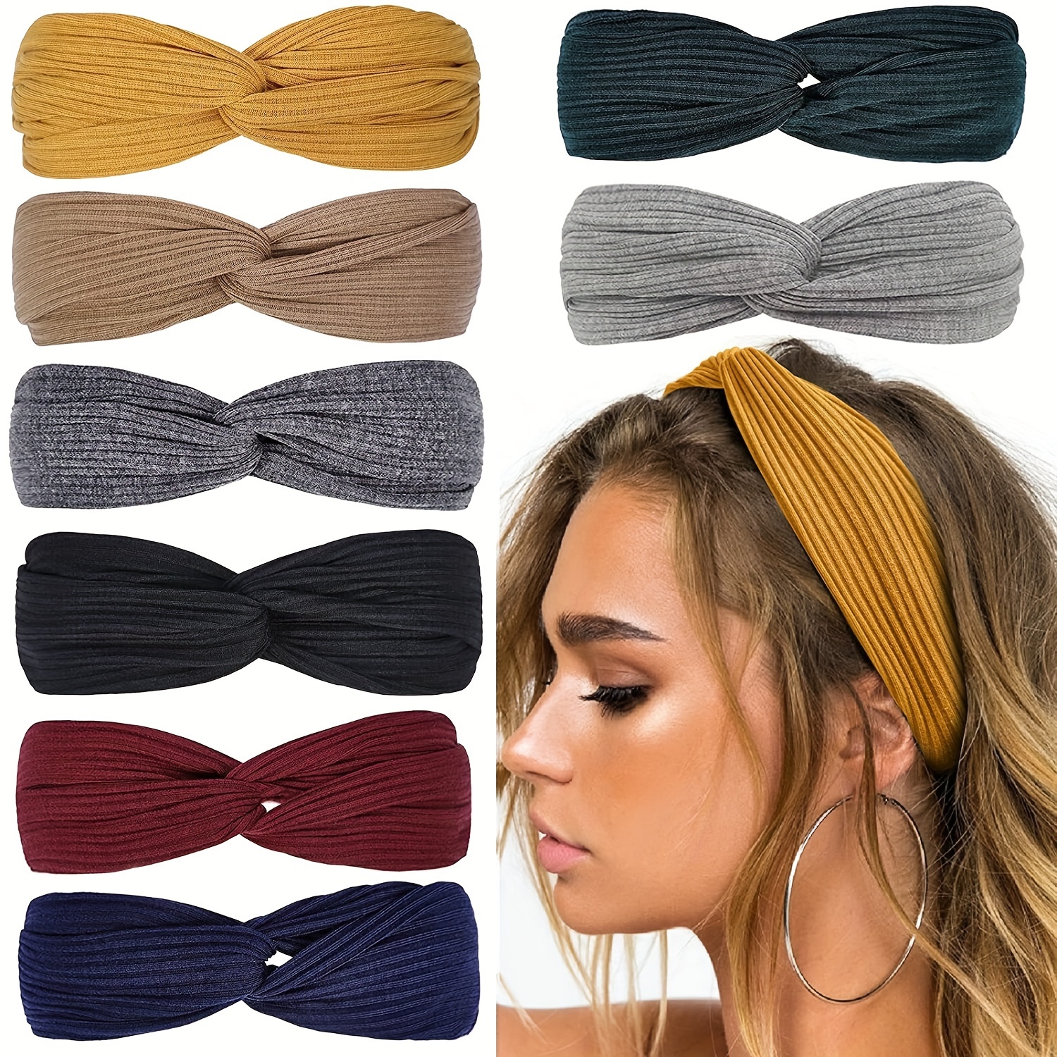 

8pcs Face Washing Headband, Yoga Exercise Headband, Hair Hoop, Cross Knitted Thread Headband, Hair Accessory