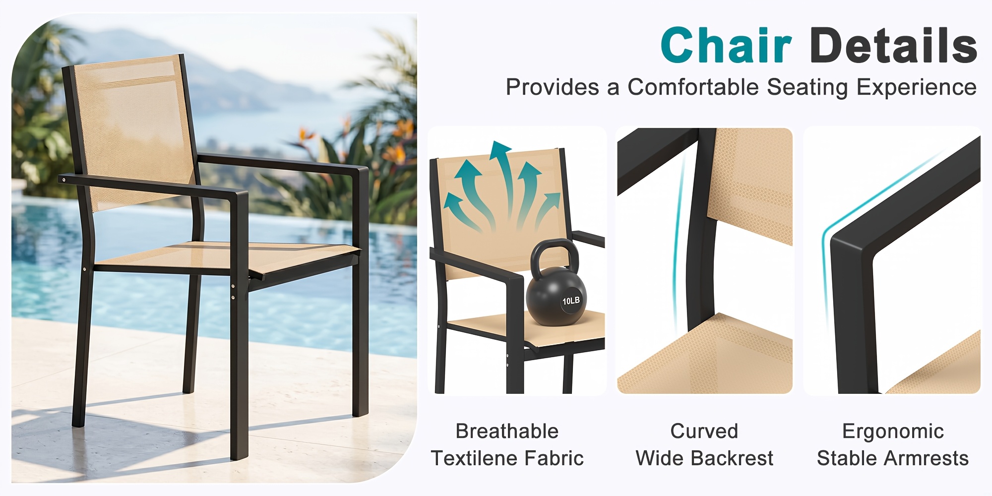 9pcs Patio Table And Chairs Set, Outdoor Furniture with Large Table And 8 Chairs, Dining Table Set for Backyard, Courtyard, Poolside, Brown