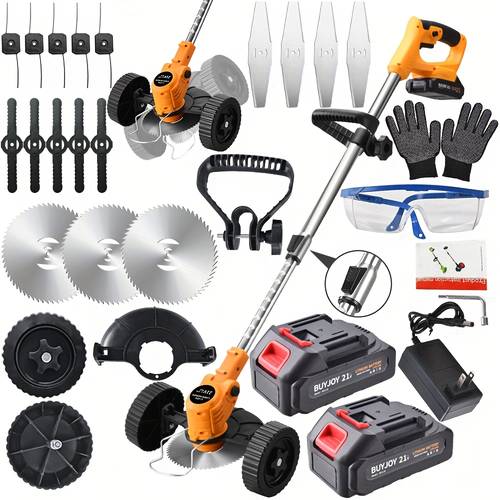 21v electric lawn mower 800w push grass trimmer with large battery power trimmer garden tool manual and battery powered grass cutter