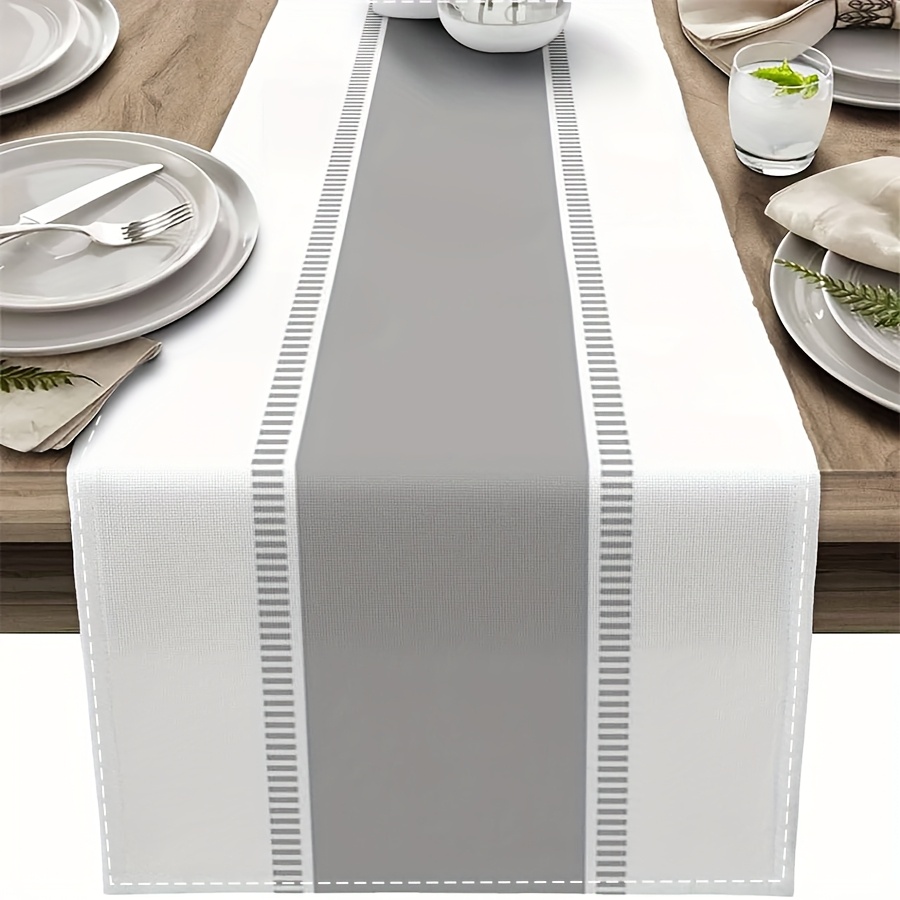 TEMU de Mesa a Rayas Grises para Todas , Mantel Moderno, Adecuado para Mesa de Comedor, Tocador, , Decoración para Fiestas de Cena Estilo 33 X 90Cm,