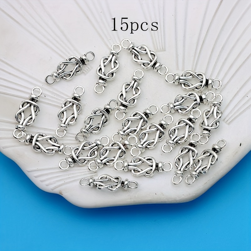 Image of 15pcs Heart Connectors Knot Charm Pendant Knot Connectors Charms Antique Silvery Plated Small Business Supplies Alloy Plated Love Knot Charms Making Necklace/earrings Pendant For Christmas