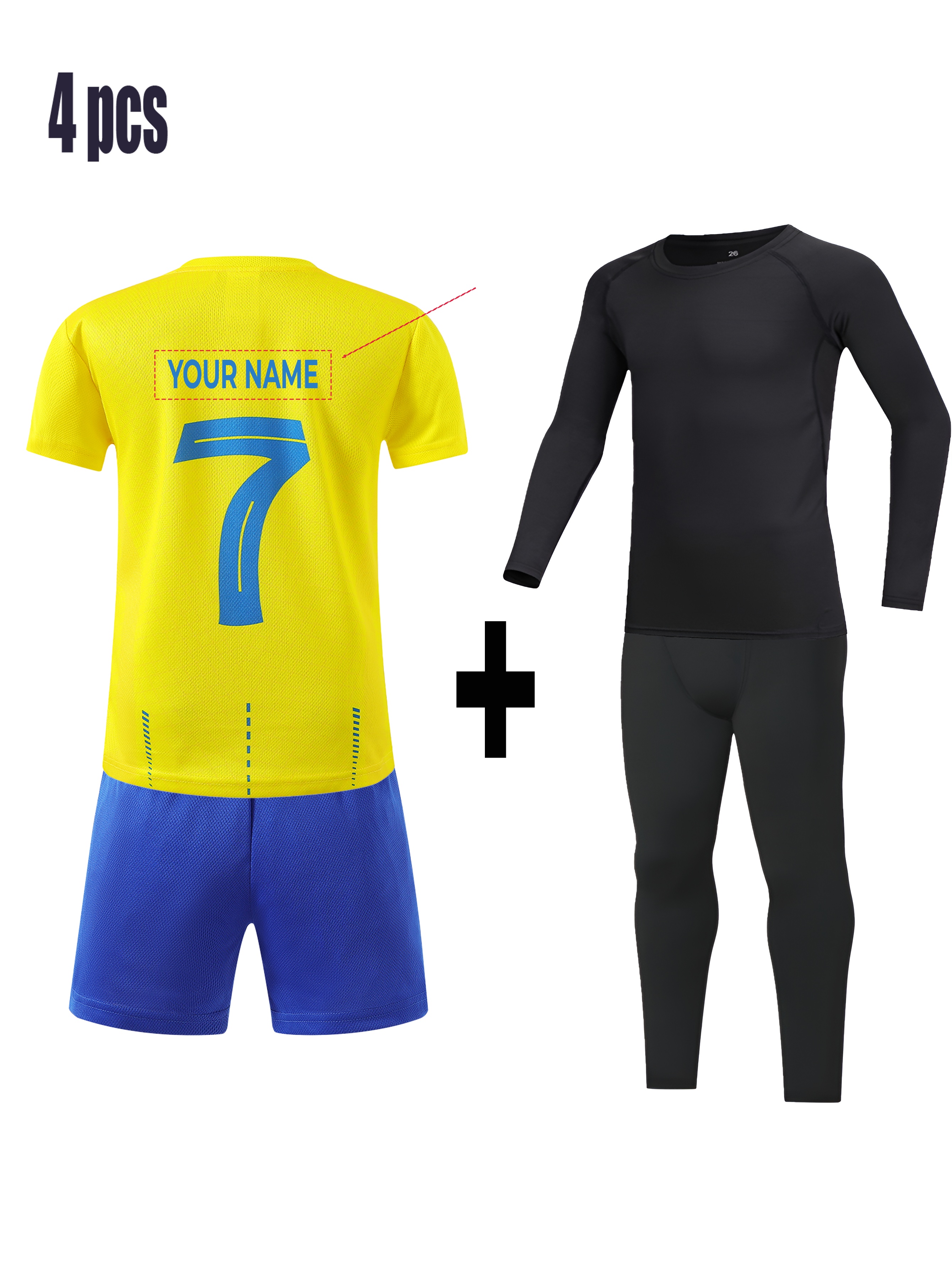 4pcs kids quick dry football training set personalized name Temu