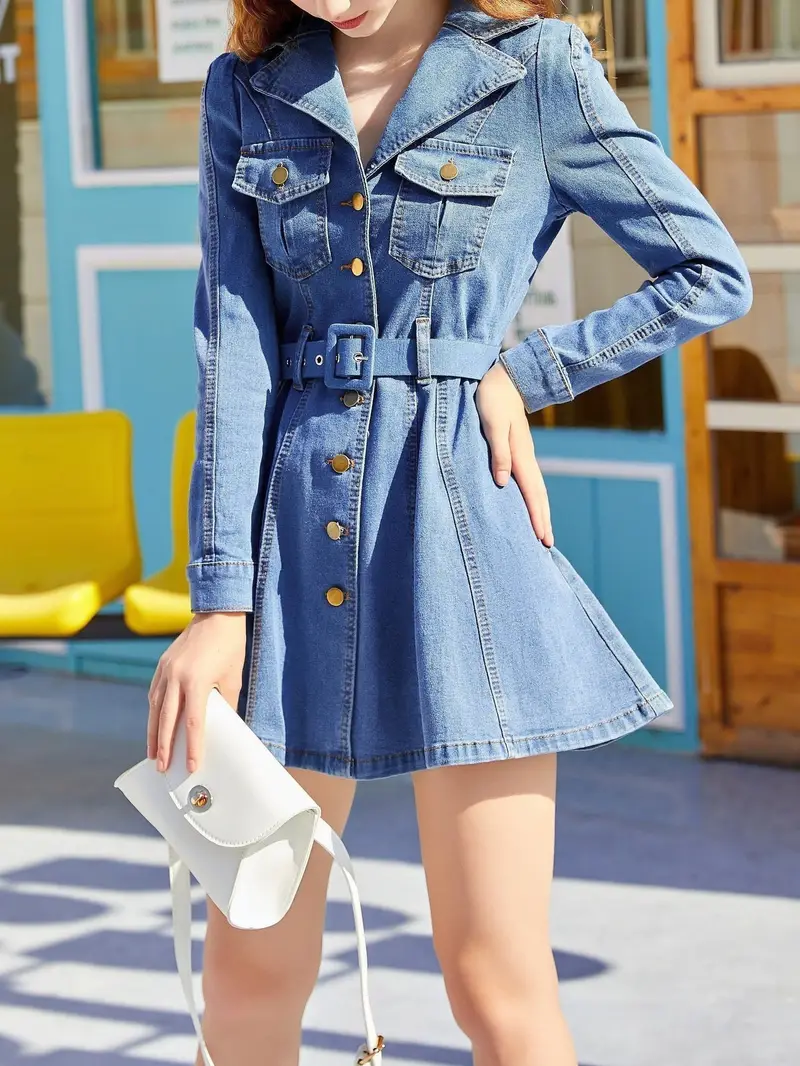 elegant high waist denim dress suit - Temu Morocco elegant high waist denim dress suit - Temu Morocco