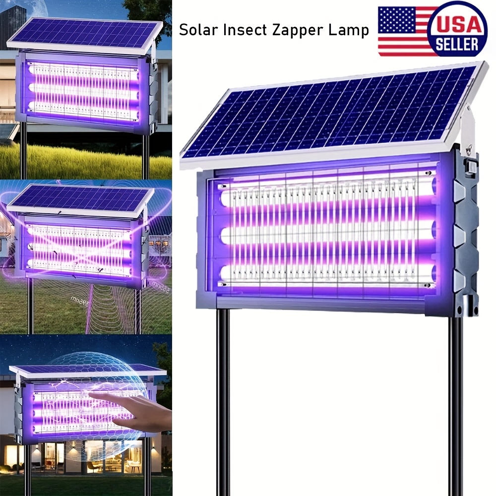 TEMU Solar Bug Zapper Outdoor, Household Garden And Courtyard Insect-killing Lamps, Ip67 Waterproof, Power Supply From Solar Panels, For Backyard,