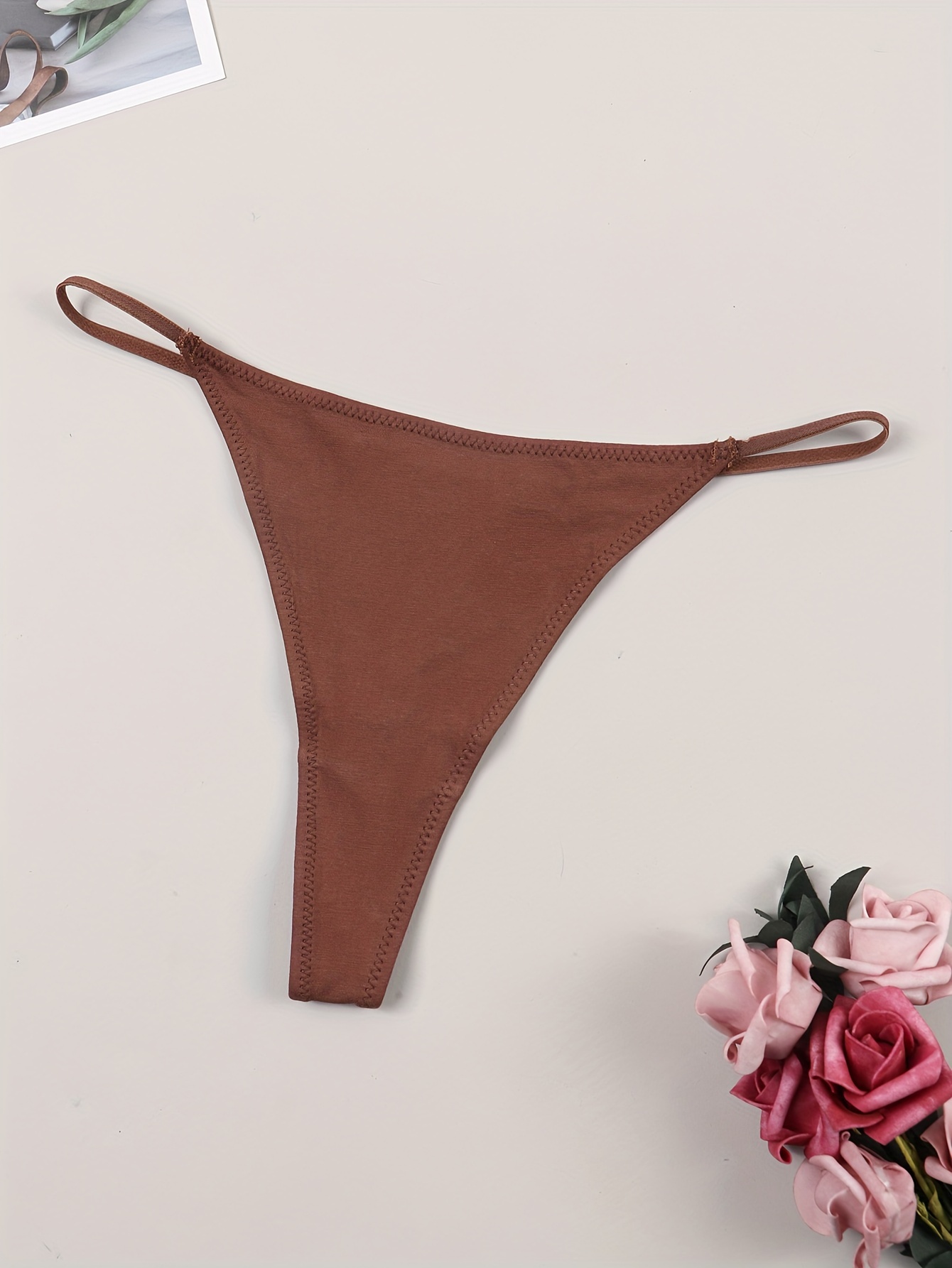 VS Pink Strappy Floral Logo Thong Panties G String