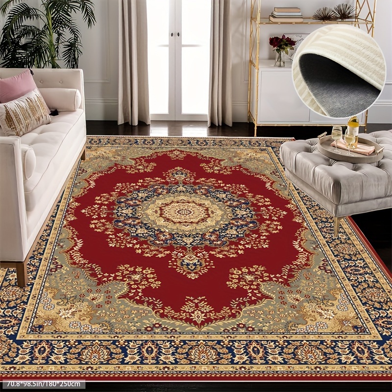 

Washable Rug Low-pile Machine Washable Vintage Rugs For Living Room, Non-slip Non-shedding Indoor Floor Rugs Carpet For Bedroom Kitchen Laundry Home Office