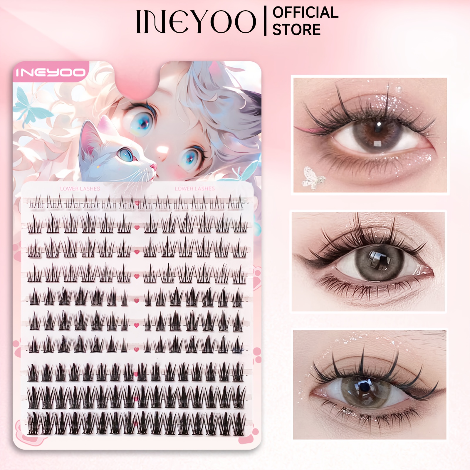 

Ineyoo 138pcs Doll Style False Eyelashes Set, 3d Fluffy Lashes, 0.03mm/0.05mm/0.07mm, 10-15mm Length, Reusable, Beginner Friendly, Multi-pack For Cosplay & Halloween Christmas Gift