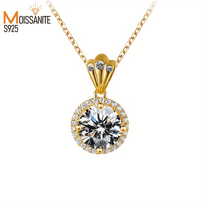 

1 925 2 Moissanite Scalloped Pendant Necklace Jewelry Women' Necklace For Christmas