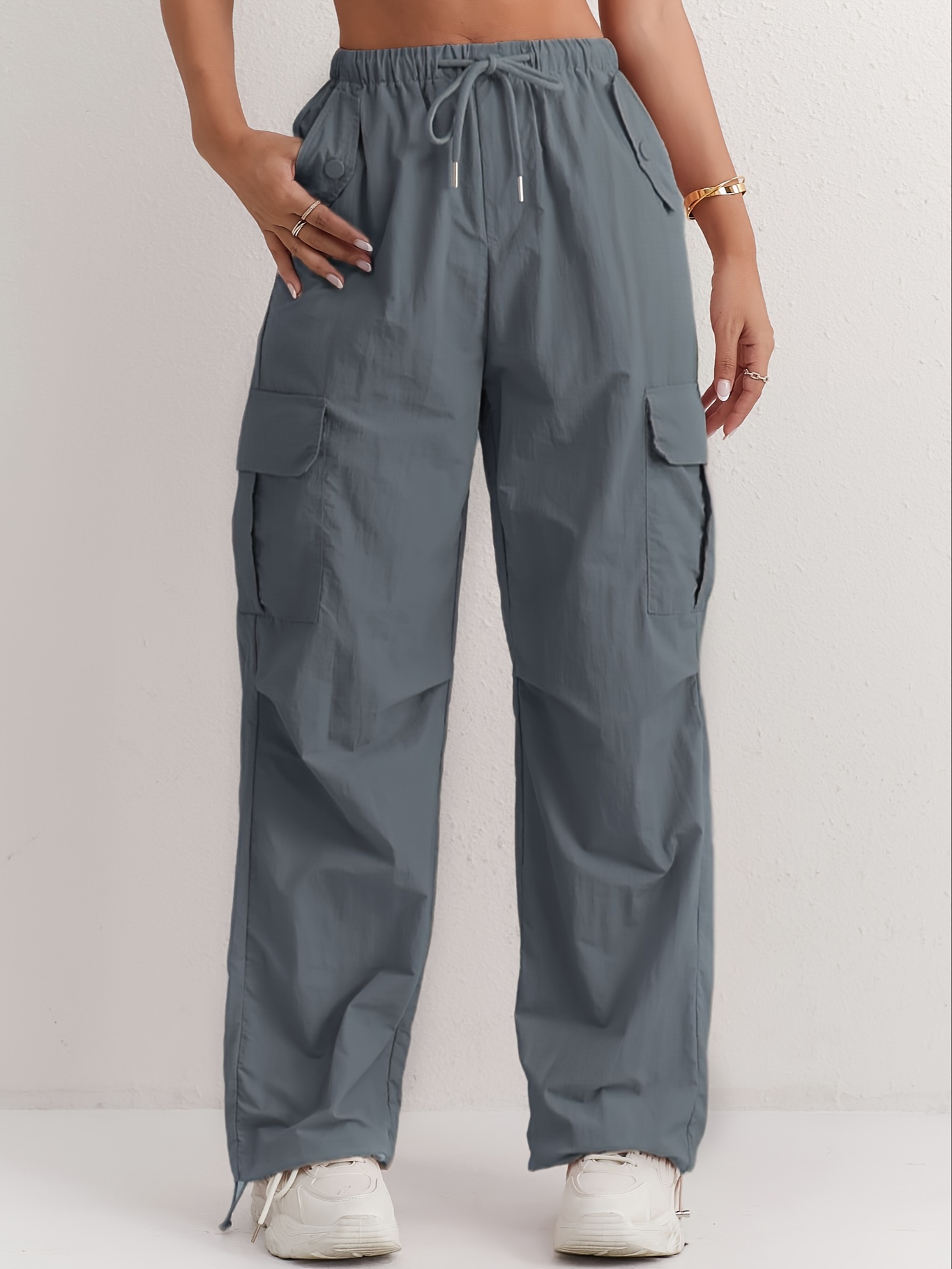 women's wide leg cargo pants quick dry drawstring outdoor - Temu