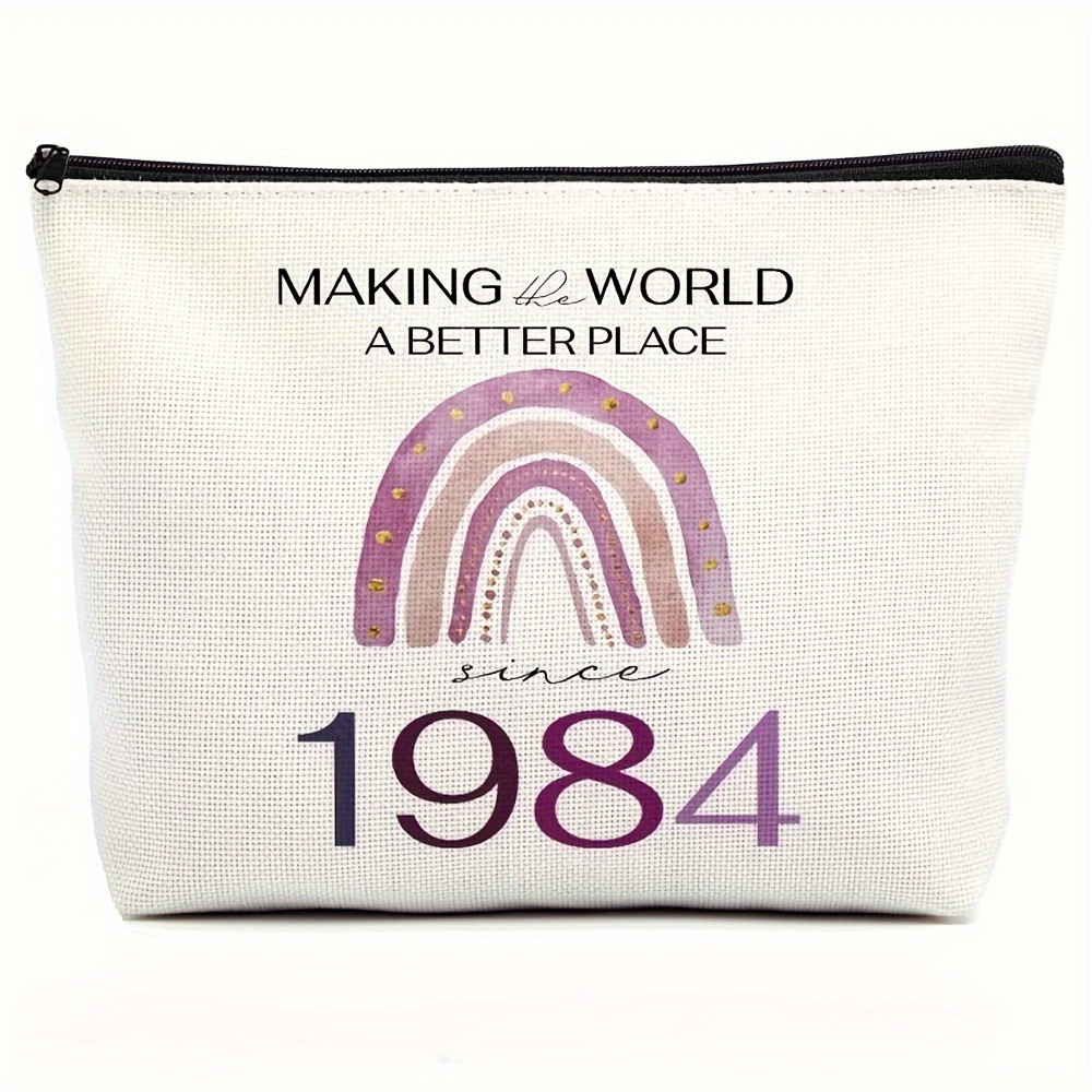 40. Geburtstag Geschenk Für Frauen – Makeup Tasche Mit Spruch, 24,6x17,8 Cm, Aus Baumwolle-Leinen