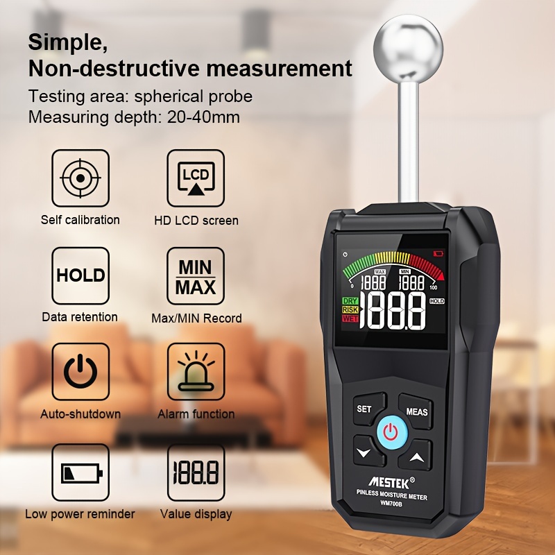 

Wm700b Moisture Meter Alarm Humidity Tester Non-contact Timber Detector Non-destructive Humidity Tester Moisture Detector