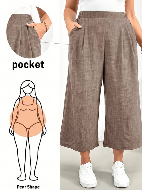 damenmode in großen größen für frühling und sommer: lässige, bequeme, dehnbare caprihose mit weitem bein, damenhosen, damen capri, europäischer sommer, arbeitshose