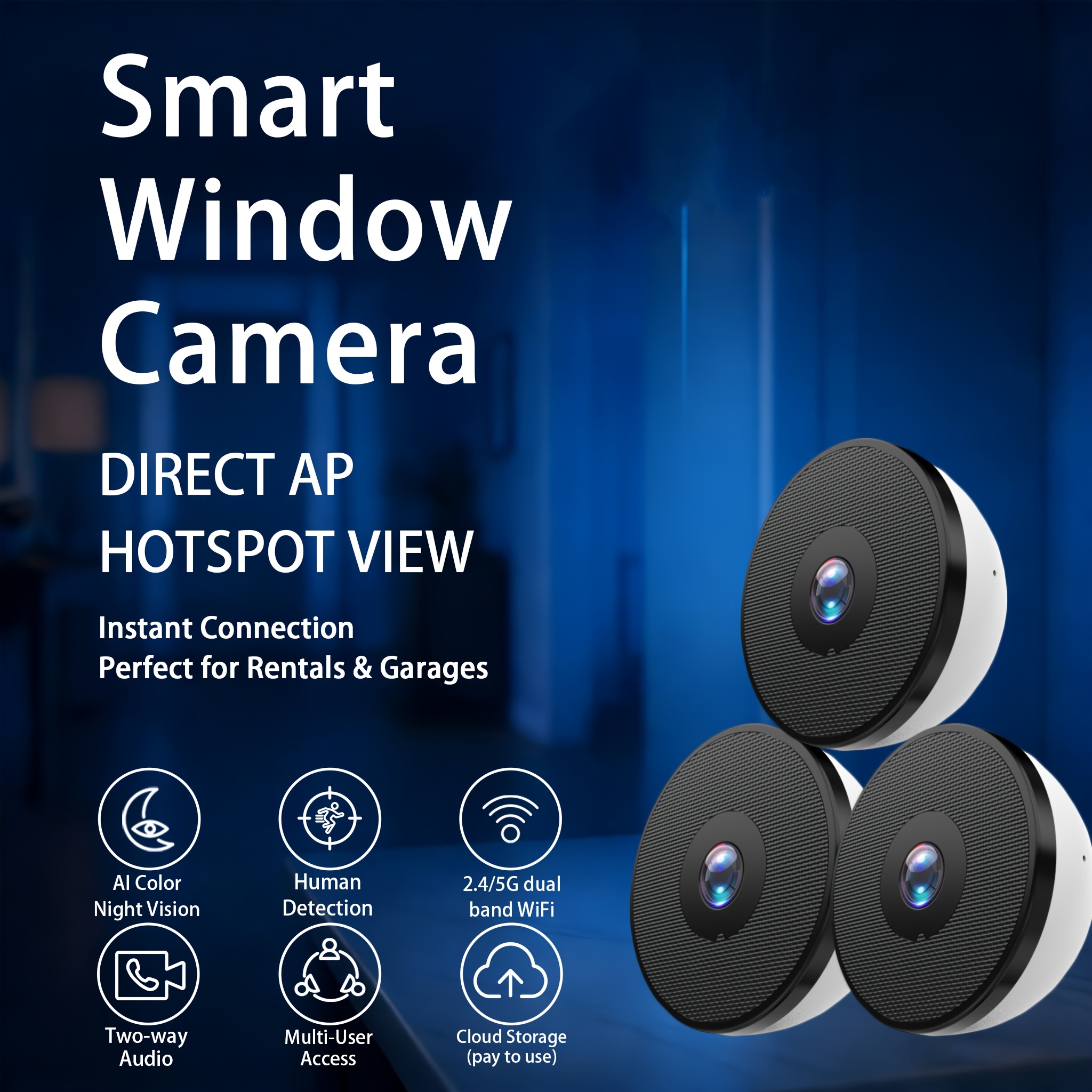 3pcs Camera Home Hd Night Vision Wireless Wifi Remote Monitoring Indoor Security Surveillance